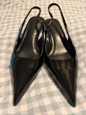 Steve Madden Black Patent Pointed Slingback Mules